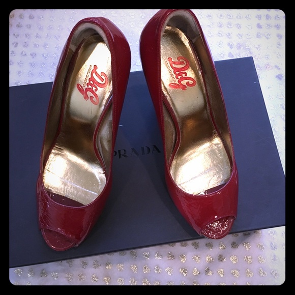 ♥️Dolce & Gabbana♥️ open toe pumps size 6 Red - Picture 3 of 7